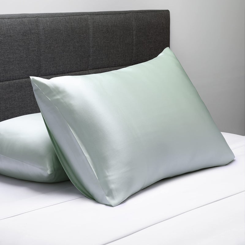 Fishers Finery 19mm 100% Pure Mulberry Silk Pillowcase, Quality Tested (Light Green, K) - Image 3